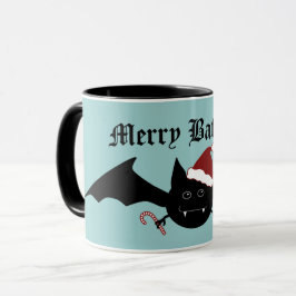 Merry Batmas albern Gothic Fledermaus auf blau Tasse