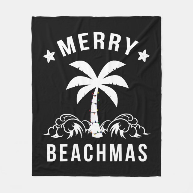 Merry Beachmas Palm Tree Beach Weihnachten Fleecedecke (Vorderseite)