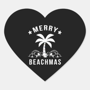 Merry Beachmas Palm Tree Beach Weihnachten Herz-Aufkleber