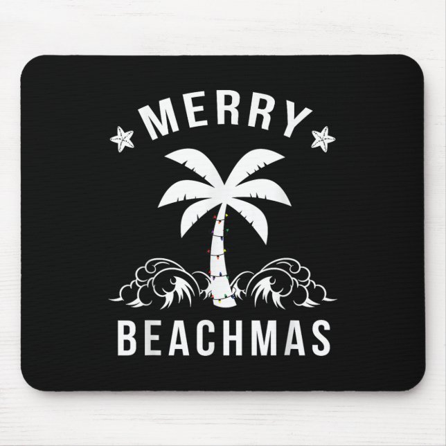 Merry Beachmas Palm Tree Beach Weihnachten Mousepad (Vorne)