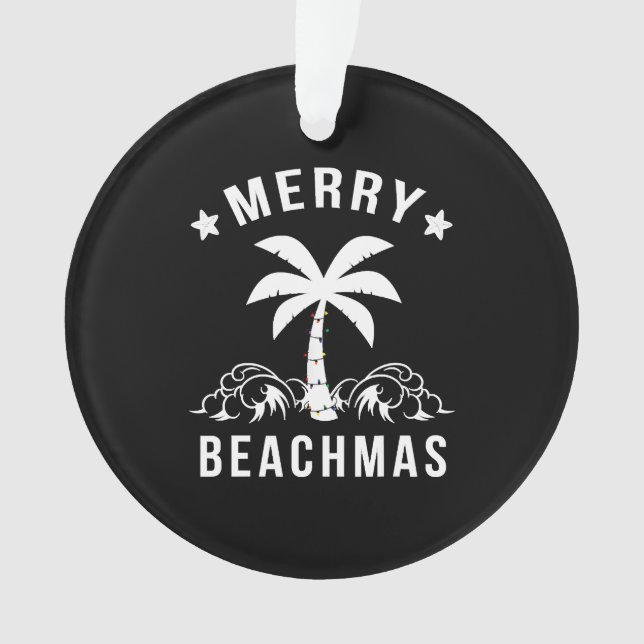 Merry Beachmas Palm Tree Beach Weihnachten Ornament (Vorderseite)