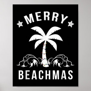 Merry Beachmas Palm Tree Beach Weihnachten Poster