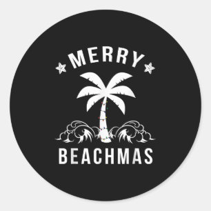 Merry Beachmas Palm Tree Beach Weihnachten Runder Aufkleber