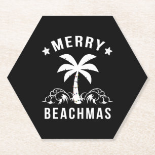 Merry Beachmas Palm Tree Beach Weihnachten Untersetzer