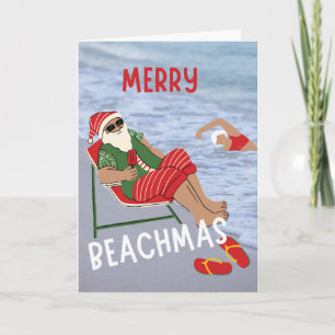 Merry Beachmas Santa am Strand Weihnachten Karte