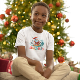 Merry Beachmas Santa Surfing Retro Design T-Shirt