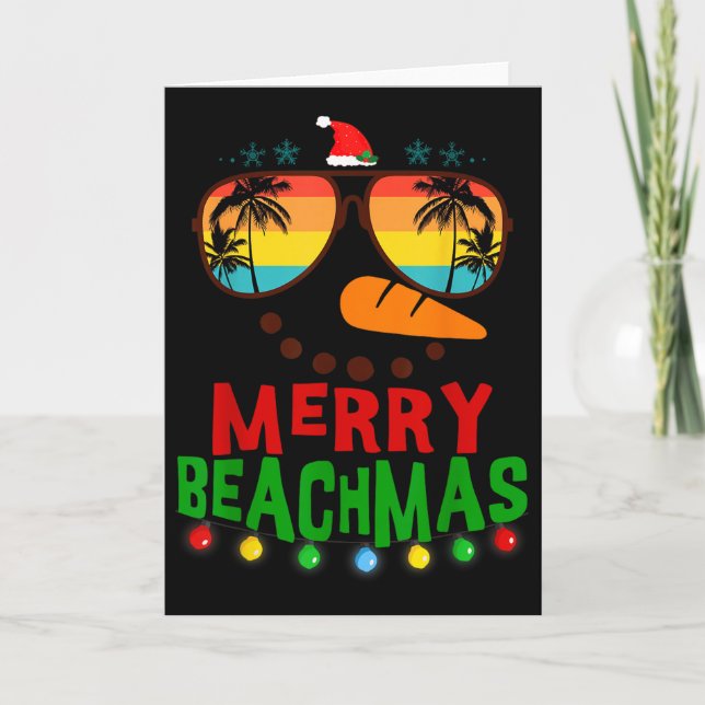 Merry Beachmas Trocal Christmas Hawaii Snowman Bea Karte (Vorderseite)
