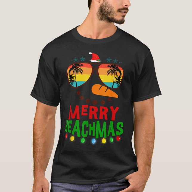 Merry Beachmas Trocal Christmas Hawaii Snowman Bea T-Shirt (Vorderseite)