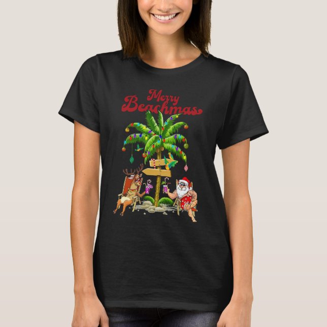 Merry Beachmas Tropical Beach Christmas in July T-Shirt (Vorderseite)