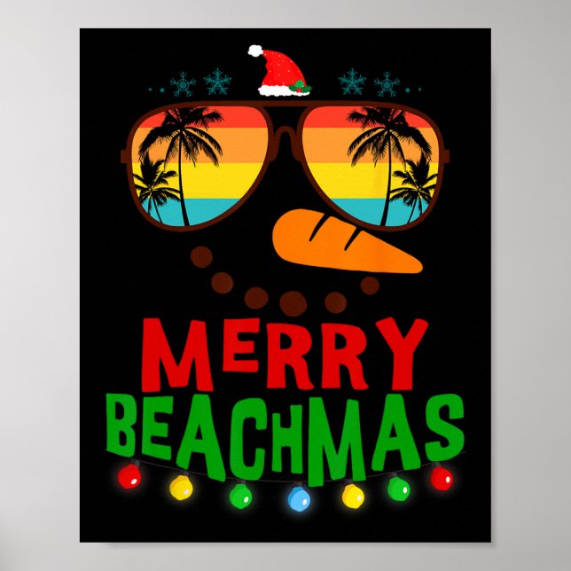 Merry Beachmas Tropical Christmas Hawaii Snowman B Poster (Vorne)