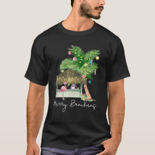 Merry Beachmas Tropical Christmas Santa Flamingo H T-Shirt