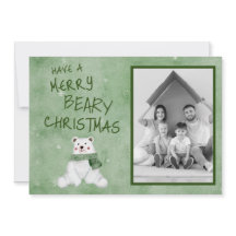 Merry Beary Christmas Polar Bär in Green Scarf