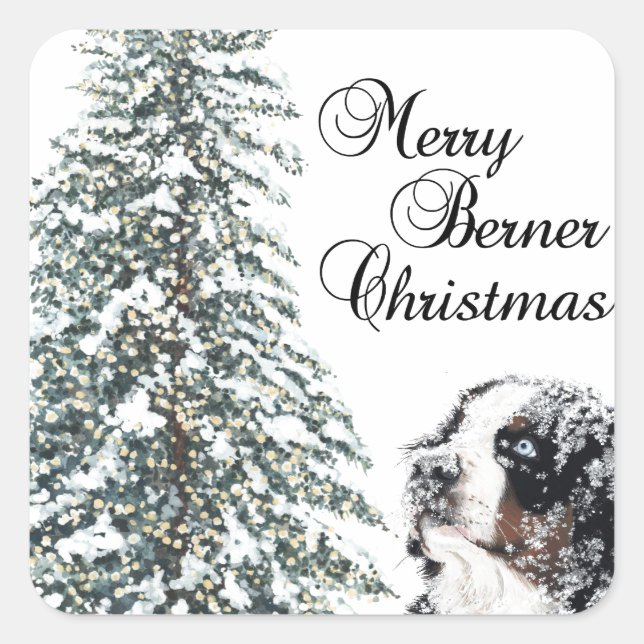 Merry Berner Christmas Quadratischer Aufkleber (Vorderseite)