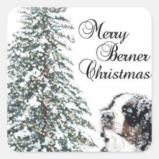 Merry Berner Christmas Quadratischer Aufkleber