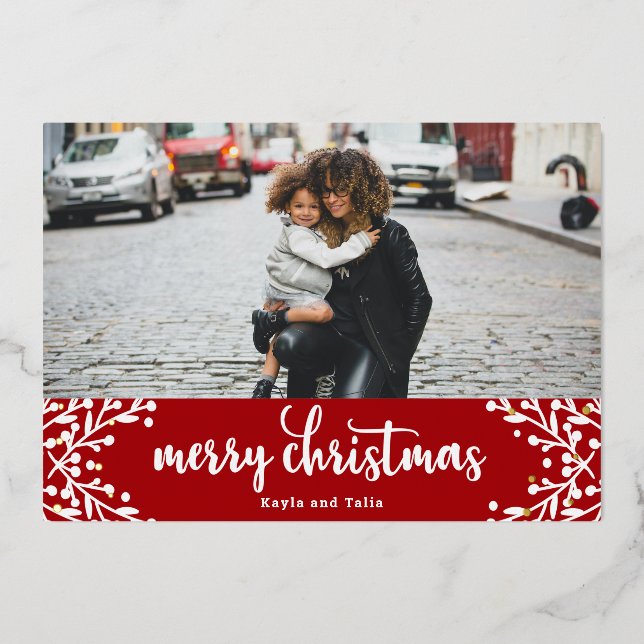 Merry Berries Weihnachtskarte Folien Feiertagskarte (Vorderseite)