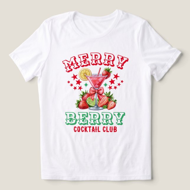 Merry Berry Christmas Strawberry Cocktail Club Tri-Blend Shirt (Design Vorderseite)