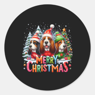 Merry Bet Hound Hunde Funny Christmas Weihnachtsge Runder Aufkleber