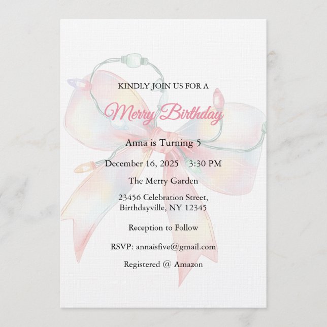 Merry Birthday, Christmas Birthday Invitation Einladung (Vorderseite)