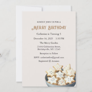 Merry Birthday Invitation, Christmas Birthday Einladung