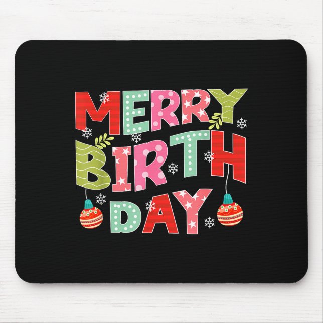 Merry Birthday Merry Christmas Birthday Party  Mousepad (Vorne)