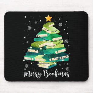 Merry Bookmas Books Pine Tree Fun Lesen Lover Ch Mousepad