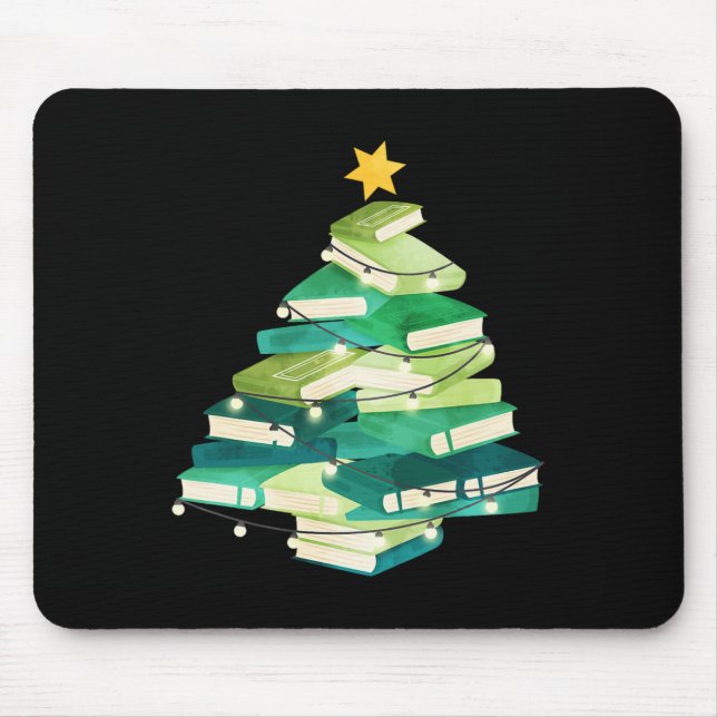 Merry Bookmas Books Pine Tree Fun Lesen Lover Ch Mousepad (Vorne)