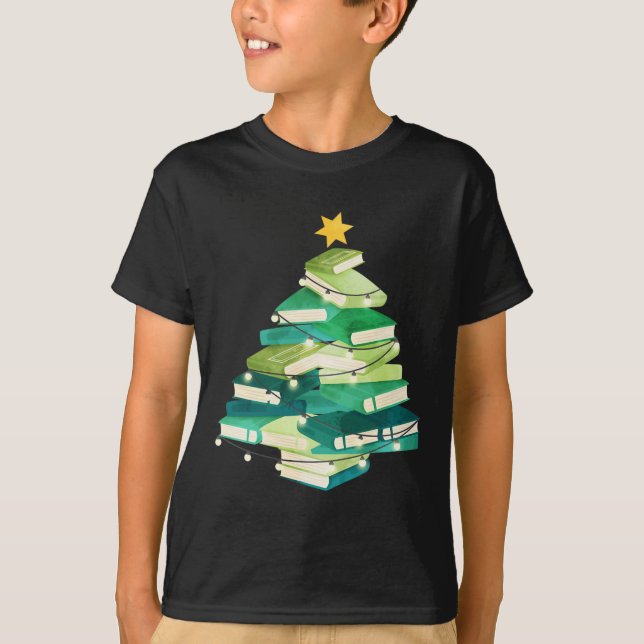 Merry Bookmas Books Pine Tree Fun Lesen Lover Ch T-Shirt (Vorderseite)