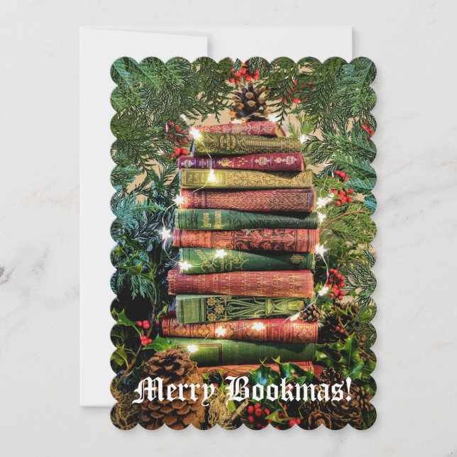 Merry Bookmas Feiertagskarte (Vorderseite)