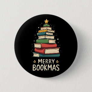Merry Bookmas - Festlicher Buchstapel für Buchlieb Button
