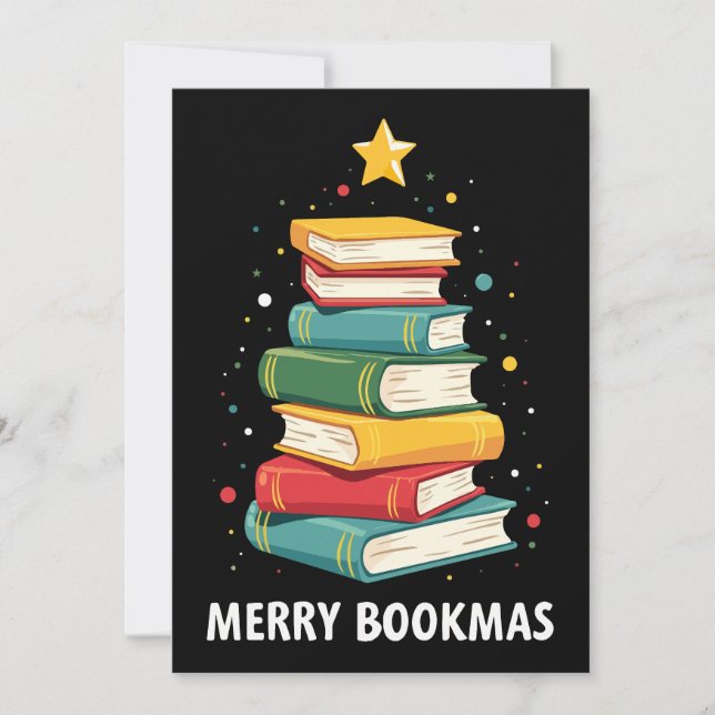 Merry Bookmas - Festlicher Buchstapel für Buchlieb Einladung (Vorderseite)