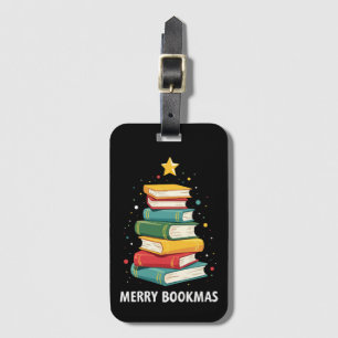 Merry Bookmas - Festlicher Buchstapel für Buchlieb Gepäckanhänger