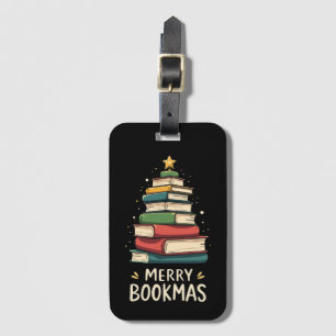 Merry Bookmas - Festlicher Buchstapel für Buchlieb Gepäckanhänger