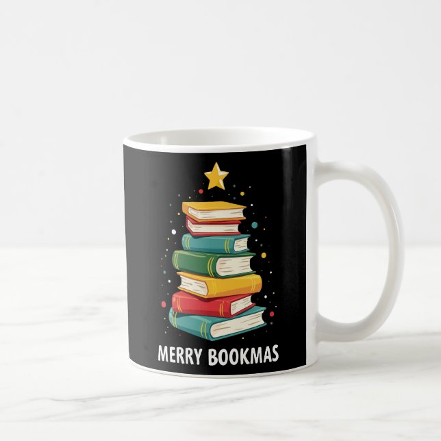 Merry Bookmas - Festlicher Buchstapel für Buchlieb Kaffeetasse (Rechts)