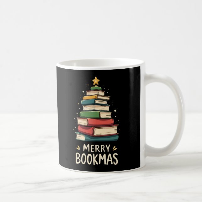 Merry Bookmas - Festlicher Buchstapel für Buchlieb Kaffeetasse (Rechts)