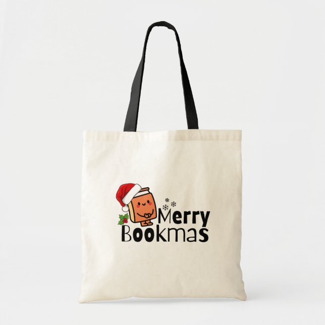 Merry Bookmas Funny Book Weihnachtsgeschenk Tragetasche (Vorne)