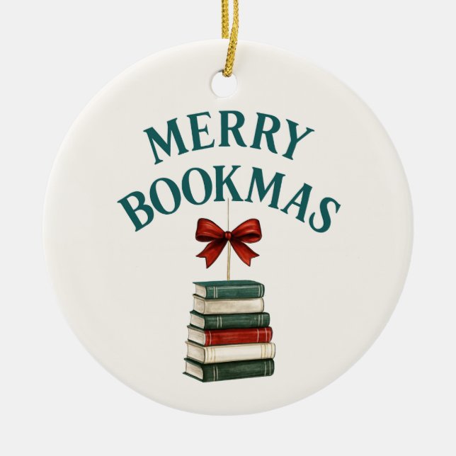 Merry Bookmas  Keramik Ornament (Vorne)