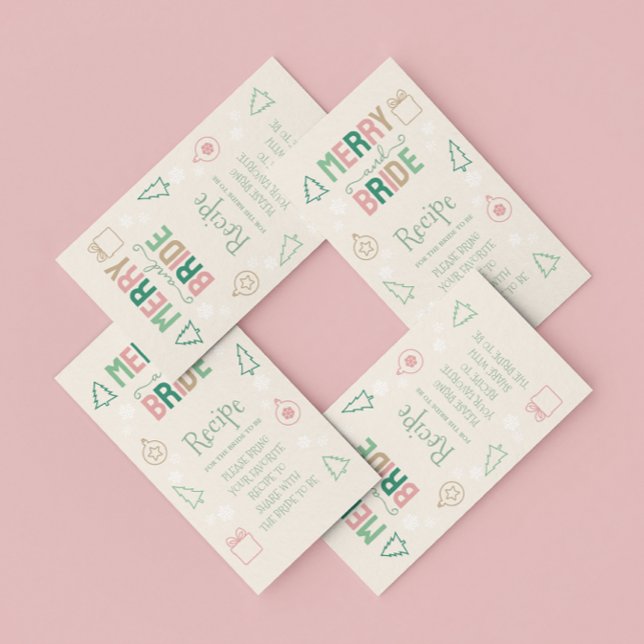 Merry & Bride Christmas Bridal Shower Recipe Begleitkarte (Von Creator hochgeladen)