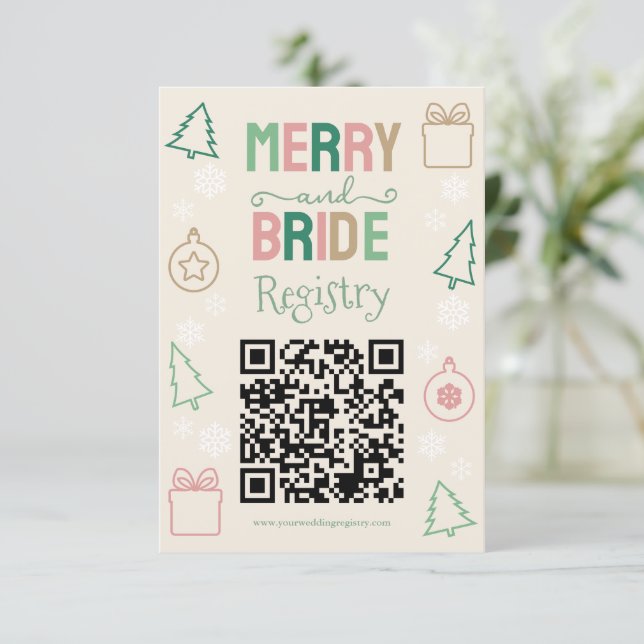 Merry & Bride Christmas Bridal Shower Registry Begleitkarte (Stehend Vorderseite)