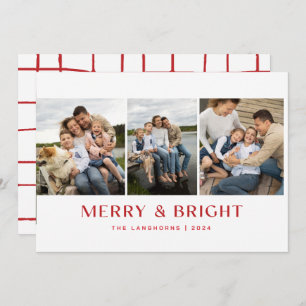 Merry & Bright 3-Foto Weihnachtskarte Einladung