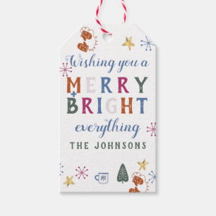 Merry & Bright Alles farbenfrohe Typografie Geschenkanhänger