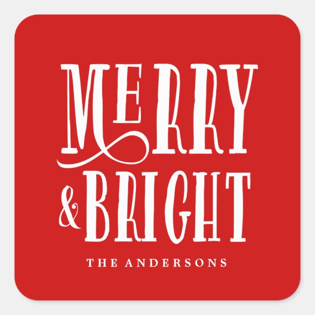 Merry & Bright | Aufkleber für Geschenktipps (Vorderseite)