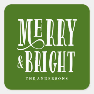 Merry & Bright   Aufkleber für Geschenktipps