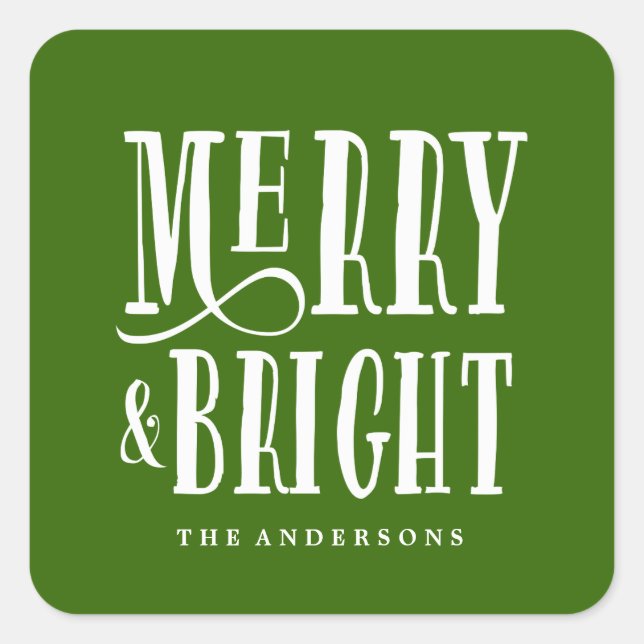 Merry & Bright | Aufkleber für Geschenktipps (Vorderseite)