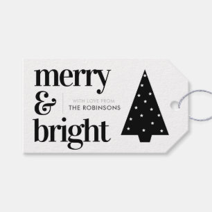 Merry & Bright Black and White Gift Tags Geschenkanhänger