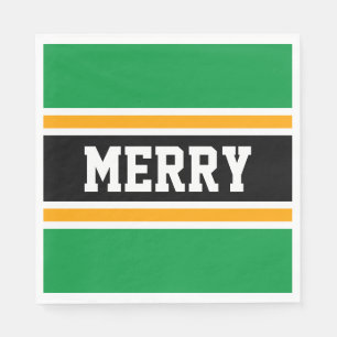 MERRY Bright Black Yellow Festivals Streifen Serviette