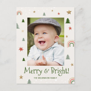 Merry-Bright Boho Formen Custom Foto Feiertagspostkarte
