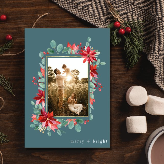 Merry Bright Botanisches Foto Weihnachten (Merry Bright Botanical Photo Family Christmas Holiday Card)