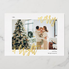 Merry Bright Brush Script-Foto Folien Feiertagskarte