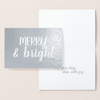 Merry Bright Brushstroke Calligraphy Silver Folienkarte