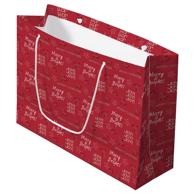 Merry & Bright Burgundy Geschenktasche - Groß, glä Große Geschenktüte (Vorderseite Schrägansicht)